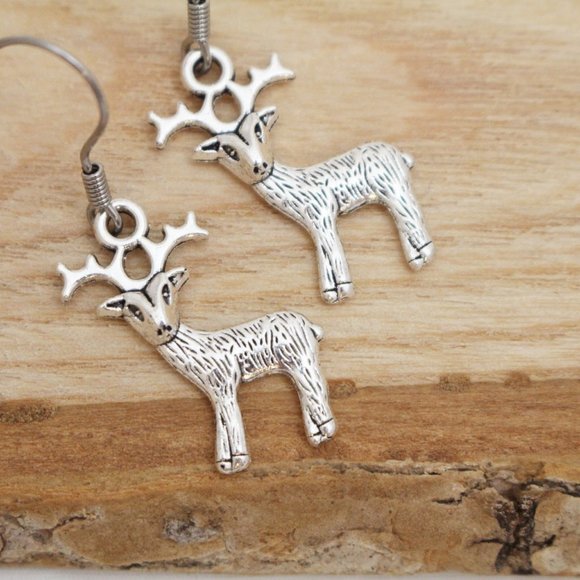Reindeer Charm Earrings - Picture 1 of 8